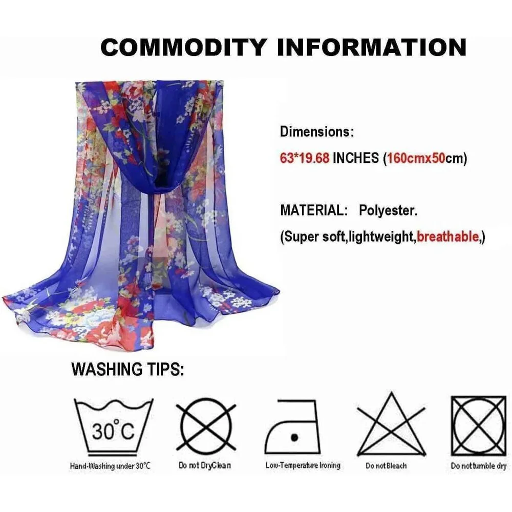 Women's Ao8 Lightweight Floral Print Scarves, Shawl Wraps & Fashion